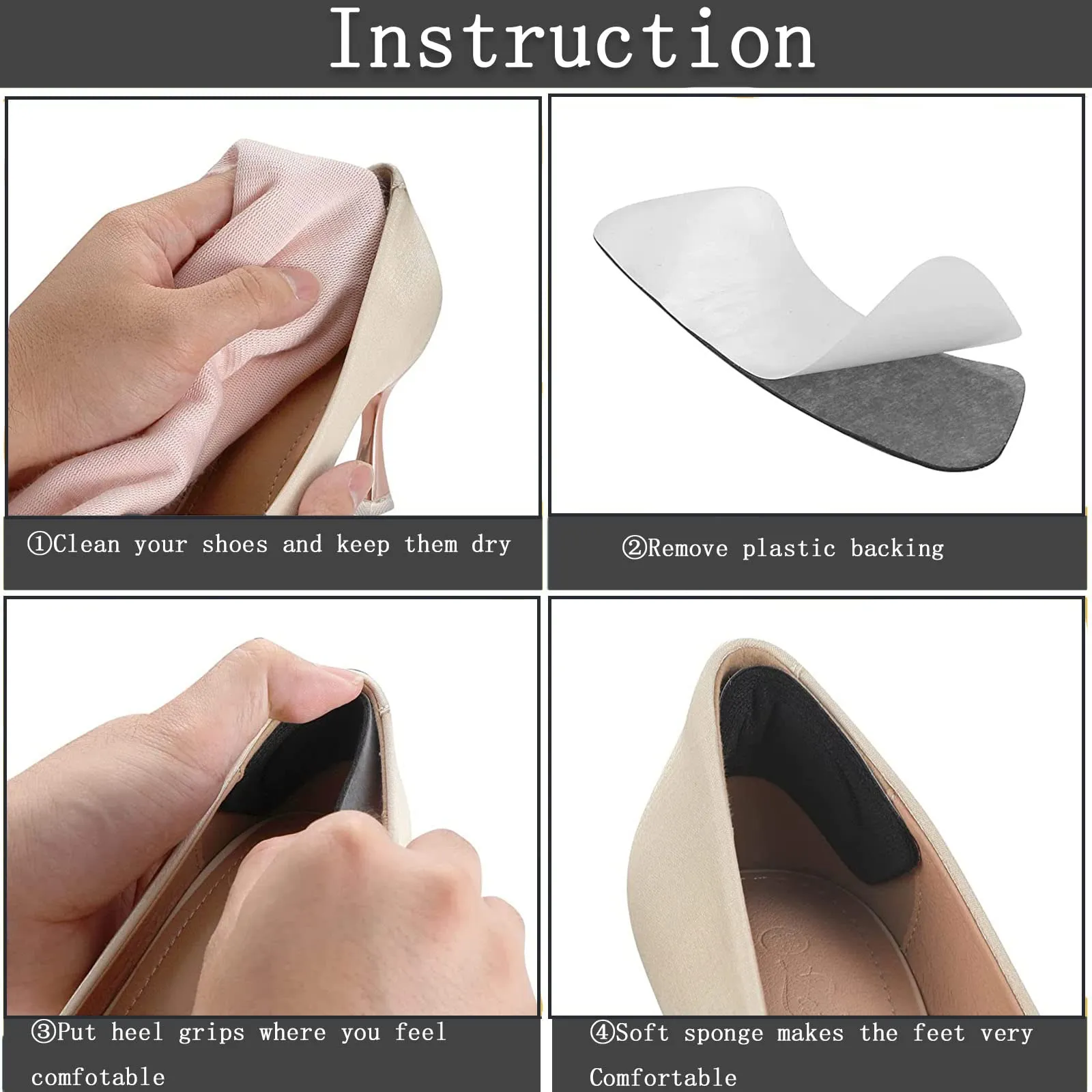 6 Pairs Heel Grips Pads for Loose Shoes Heel Pads and Metatarsal Pads for Shoes Too Big Women Men Prevent Heel Pain Blisters (Beige Blac Transparent Silicone)