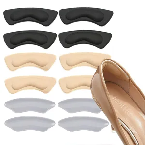 6 Pairs Heel Grips Pads for Loose Shoes Heel Pads and Metatarsal Pads for Shoes Too Big Women Men Prevent Heel Pain Blisters (Beige Blac Transparent Silicone)