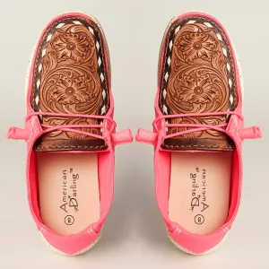 American Darling ADFT133NEPK4 Hand tooled carved genuine leather trim lightweight shoe footwear slip on