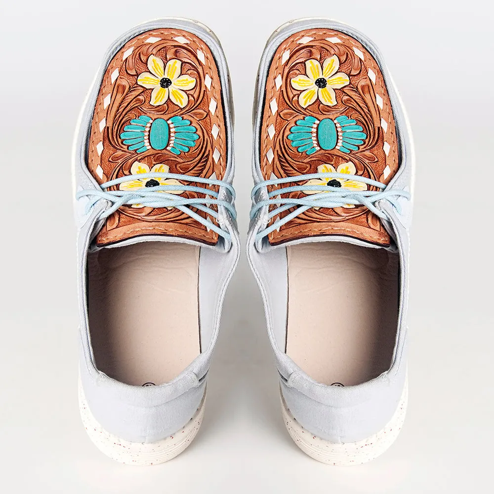 American Darling ADFT133SB5 Hand tooled carved genuine leather trim lightweight shoe footwear slip on