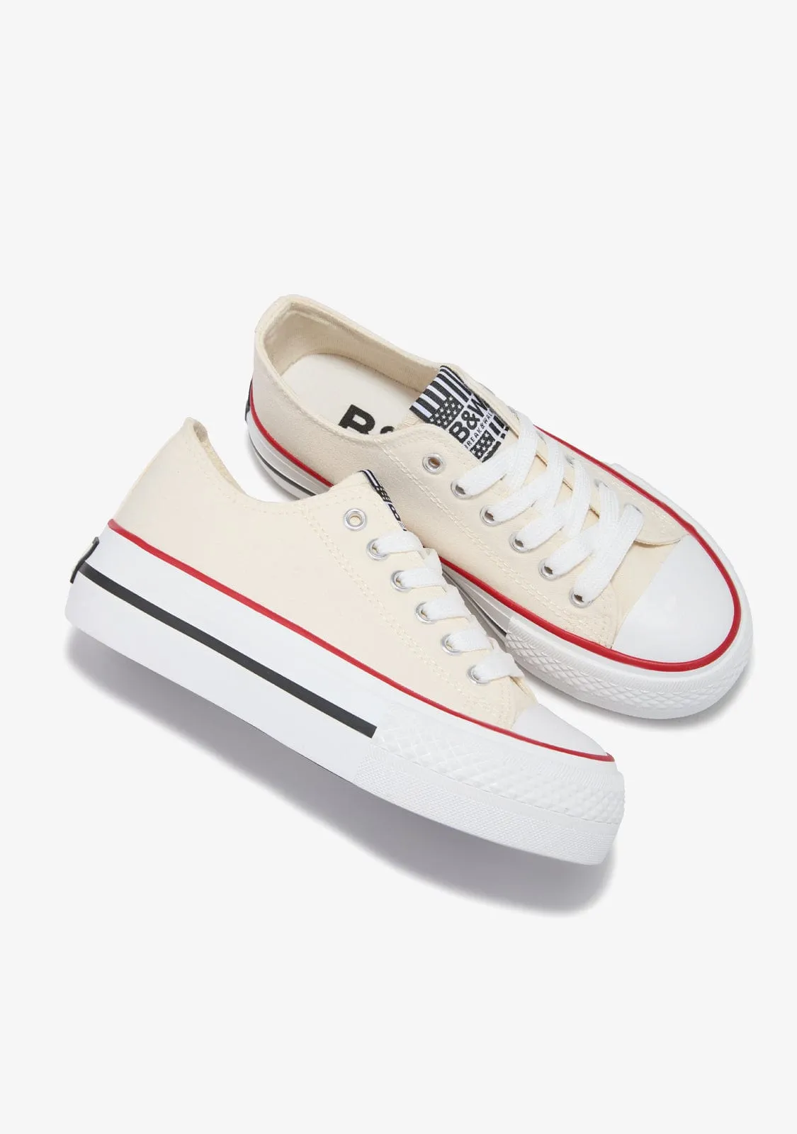 Beige Platform Canvas Sneakers