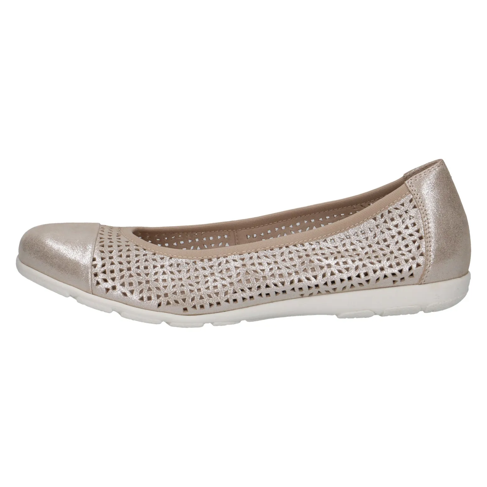 Caprice 9-22151-42 341 Ladies Taupe Metallic Leather Slip On Shoes