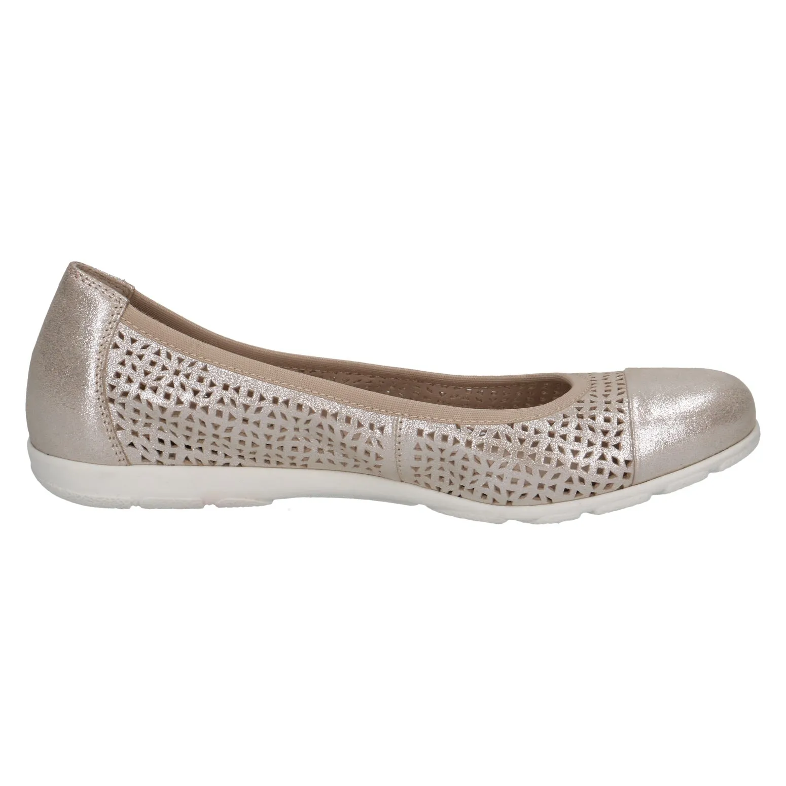 Caprice 9-22151-42 341 Ladies Taupe Metallic Leather Slip On Shoes