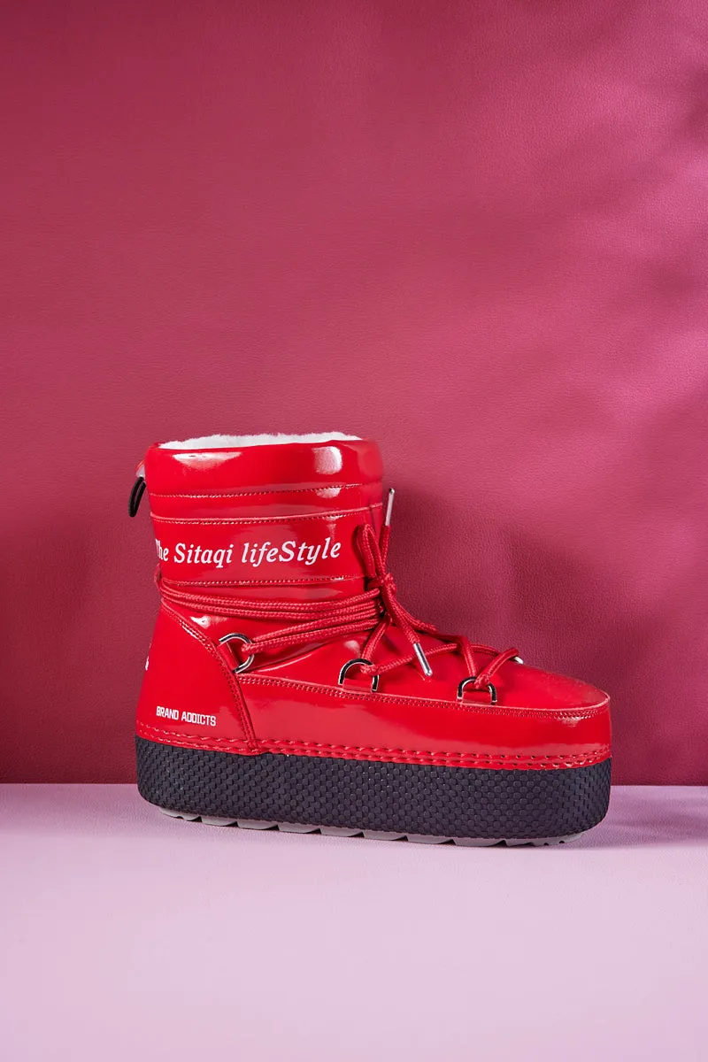 Frozen Princess | Moon Walker Water-Repellent Snow Boot - Red