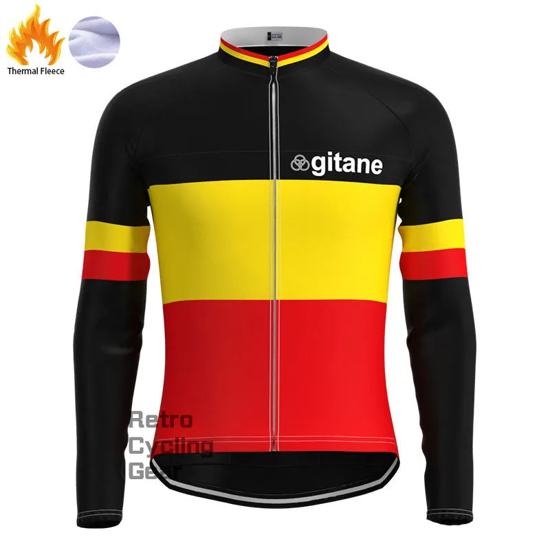 gitane Black-Red Fleece Retro Cycling Kits