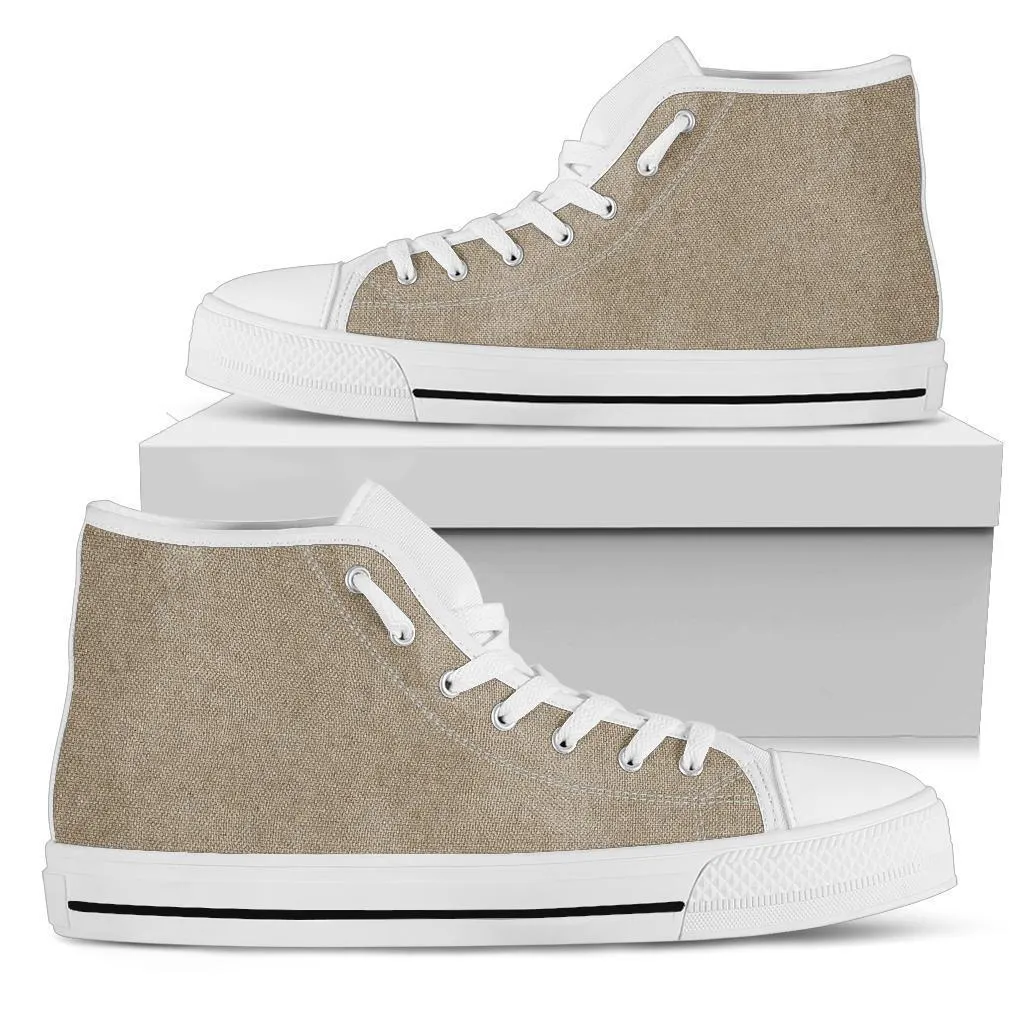 High Top Sneakers - Khaki (White) | Custom High Top Shoes, Patterned High Top Sneakers, High Top Sneakers for Women, Unisex Shoes