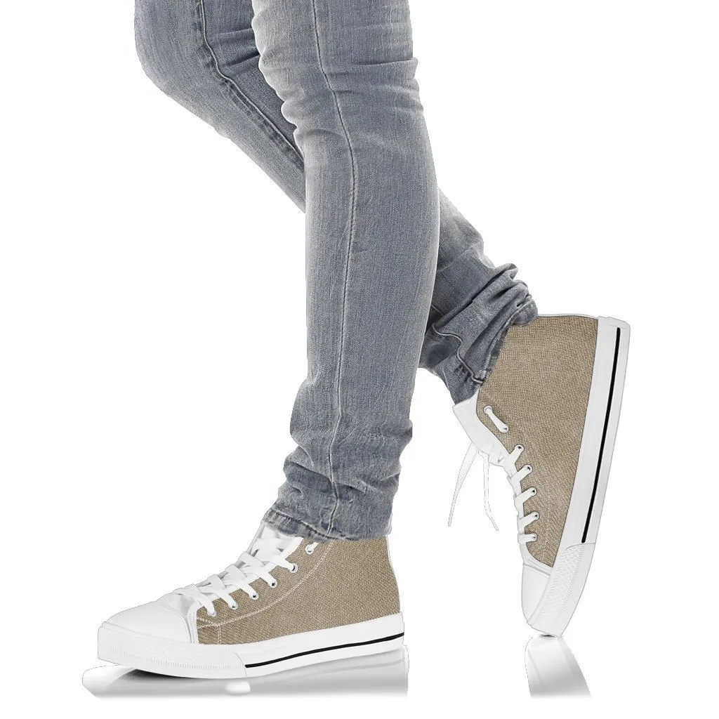 High Top Sneakers - Khaki (White) | Custom High Top Shoes, Patterned High Top Sneakers, High Top Sneakers for Women, Unisex Shoes