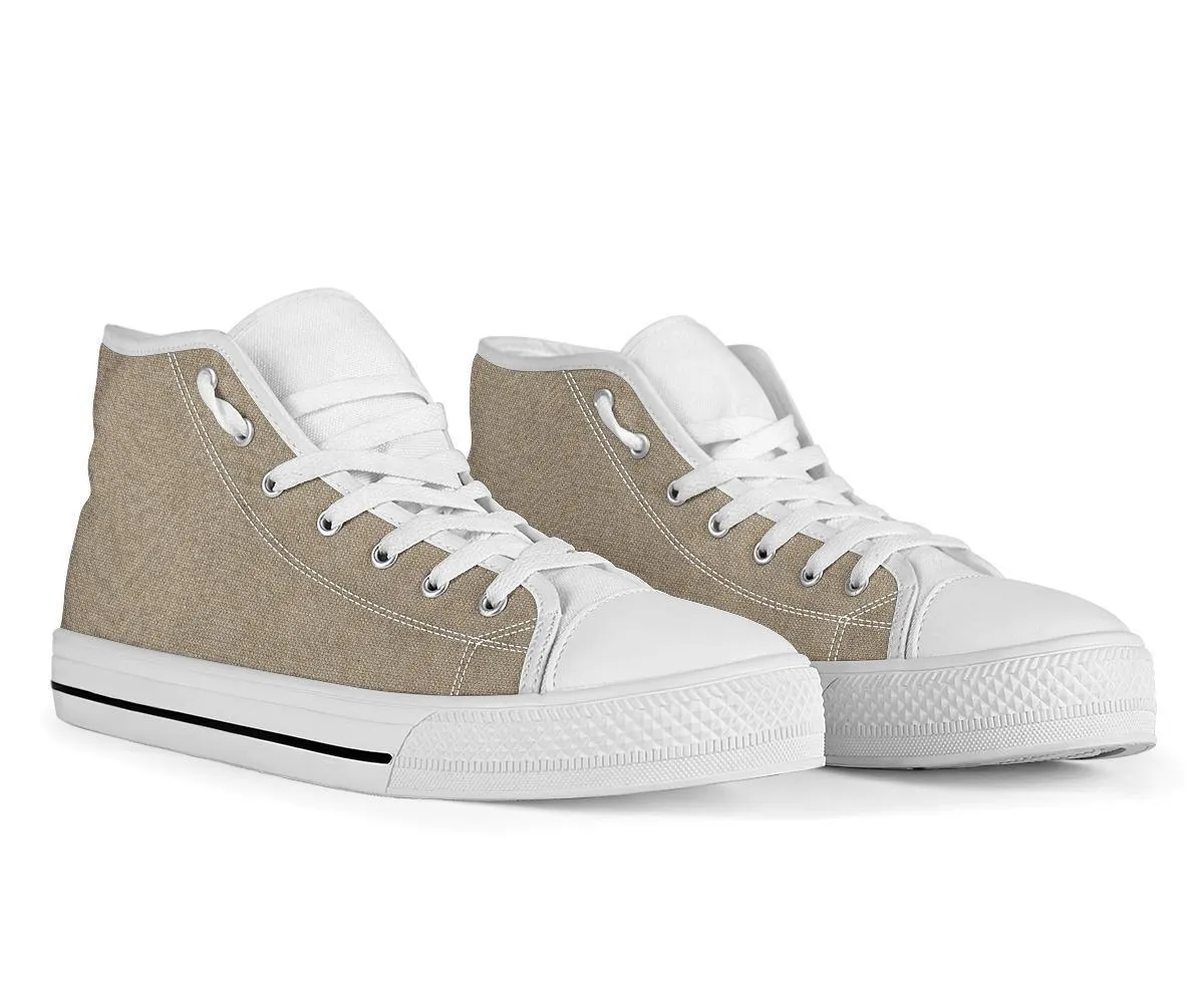 High Top Sneakers - Khaki (White) | Custom High Top Shoes, Patterned High Top Sneakers, High Top Sneakers for Women, Unisex Shoes