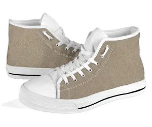 High Top Sneakers - Khaki (White) | Custom High Top Shoes, Patterned High Top Sneakers, High Top Sneakers for Women, Unisex Shoes