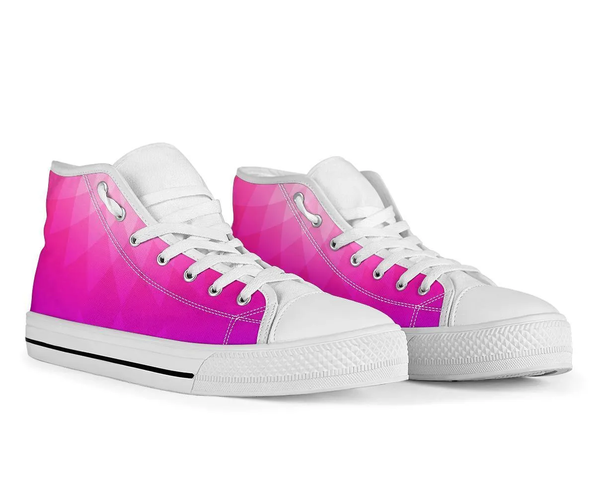 High Top Sneakers - Pink Graphic | Blush Pink Flat Shoes, Custom High Top Shoes, Patterned High Top Sneakers, High Top Sneakers for Women