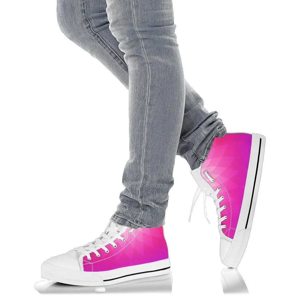 High Top Sneakers - Pink Graphic | Blush Pink Flat Shoes, Custom High Top Shoes, Patterned High Top Sneakers, High Top Sneakers for Women