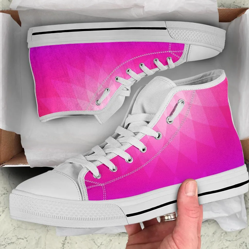 High Top Sneakers - Pink Graphic | Blush Pink Flat Shoes, Custom High Top Shoes, Patterned High Top Sneakers, High Top Sneakers for Women