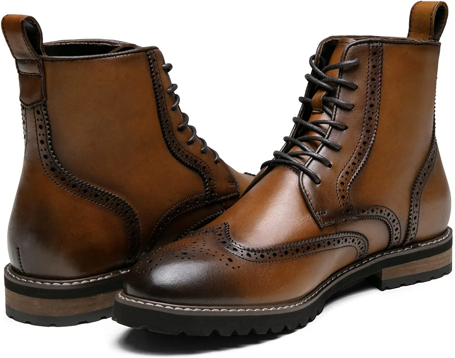 Men's Polished Leather Retro Oxford Boots