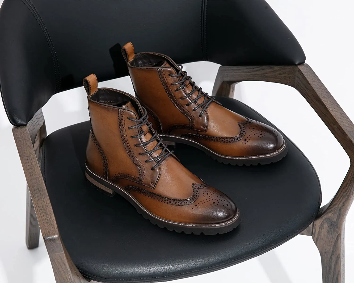 Men's Polished Leather Retro Oxford Boots