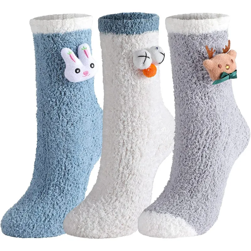 Pack Of 3 Fluffy Socks Women, Cozy Socks for Women Slipper Socks, Thick Women Super Warm Fluffy Socks for Women Winter Socks