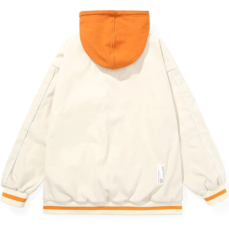 Preppy Typography Jacket With Removable Hooded