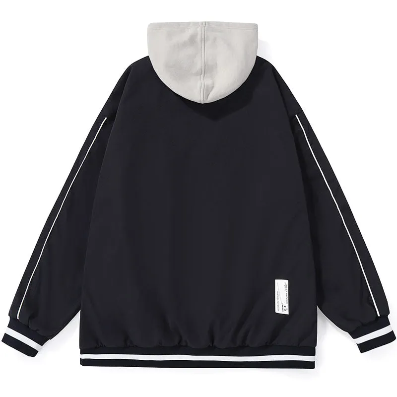 Preppy Typography Jacket With Removable Hooded
