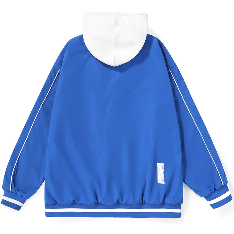 Preppy Typography Jacket With Removable Hooded