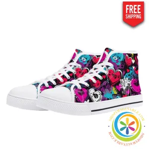 Rebel Hearts Ladies High Top Canvas Shoes
