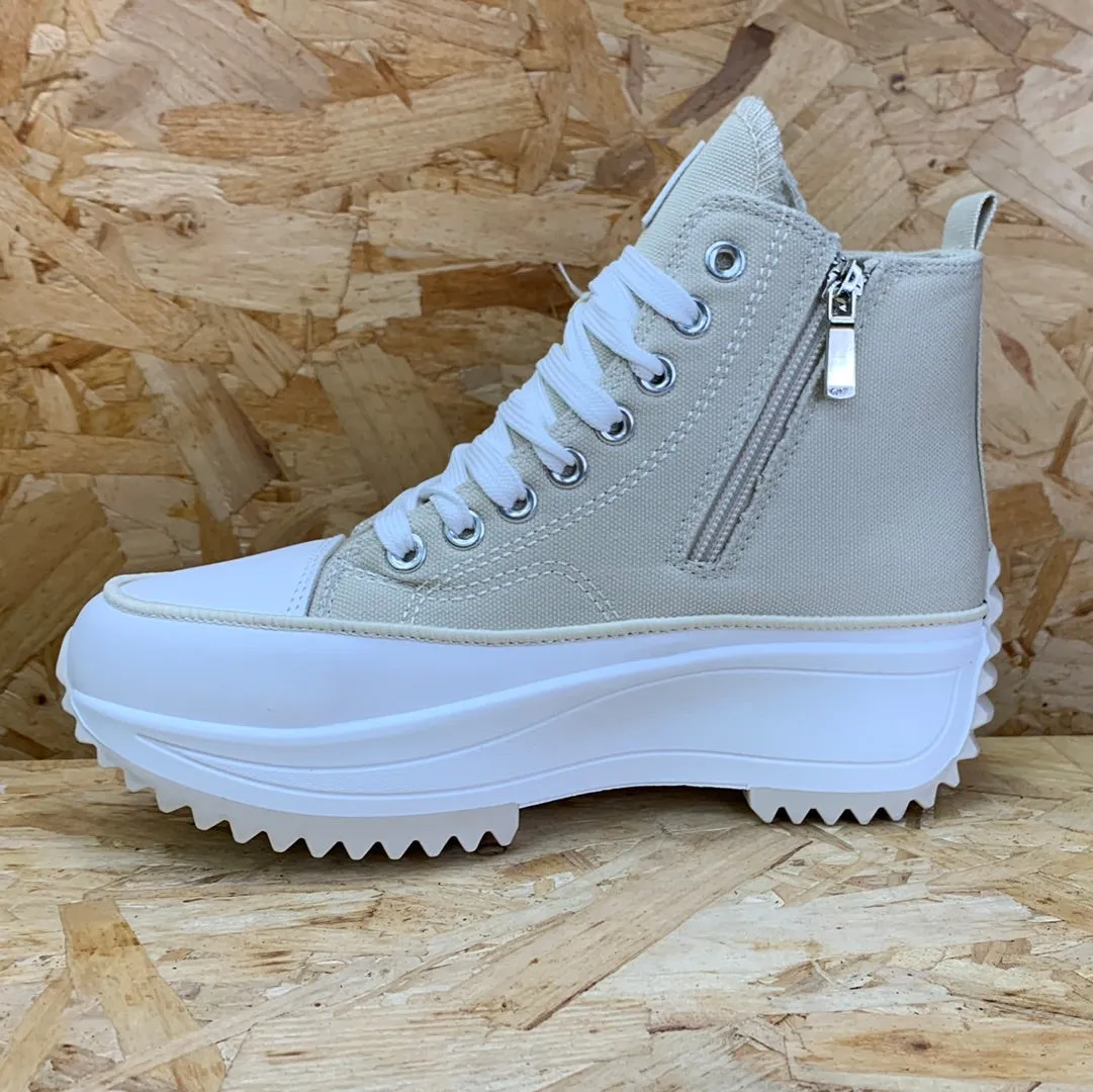 Refresh Womens Fashion High Top Trainers - Beige