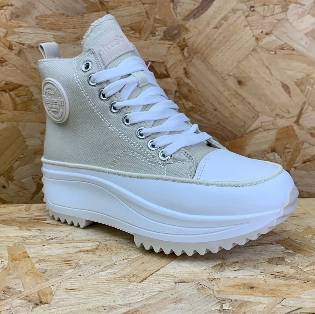 Refresh Womens Fashion High Top Trainers - Beige