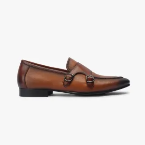 Sheep Leather Double Buckle Monk Straps