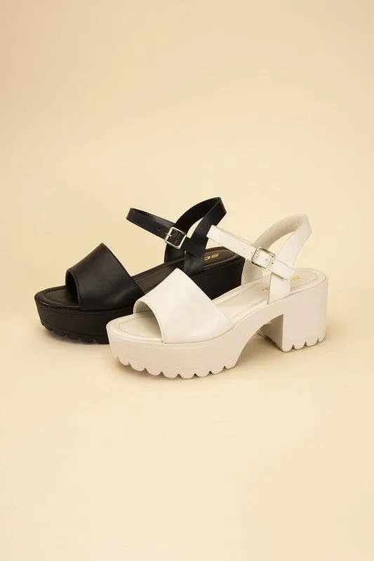 Stacie-S Platform Sandals Black White