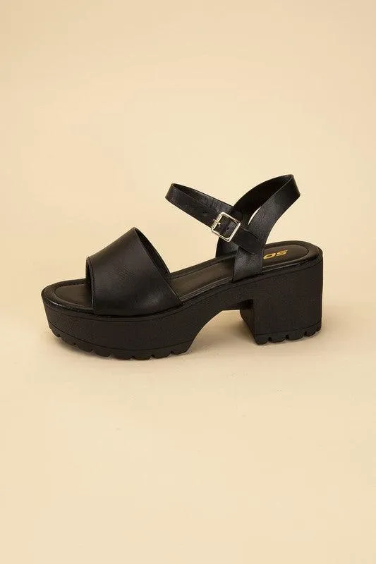 Stacie-S Platform Sandals Black White