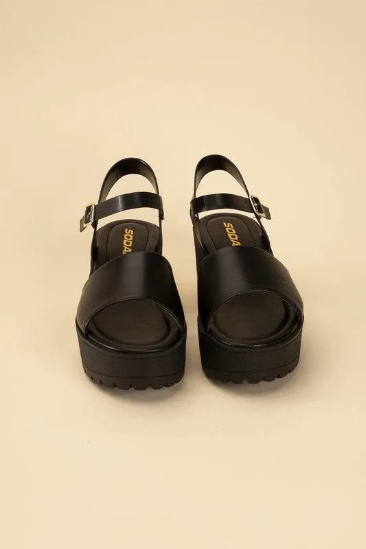 Stacie-S Platform Sandals Black White