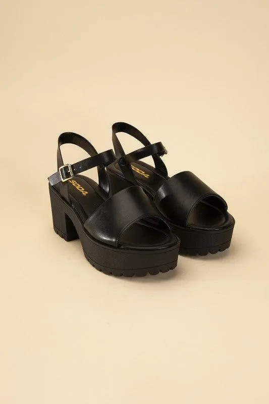 Stacie-S Platform Sandals Black White