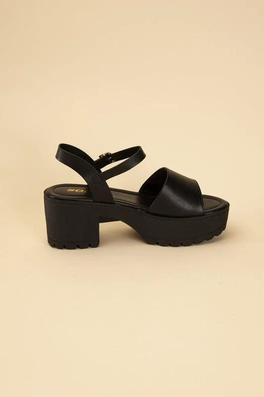 Stacie-S Platform Sandals Black White